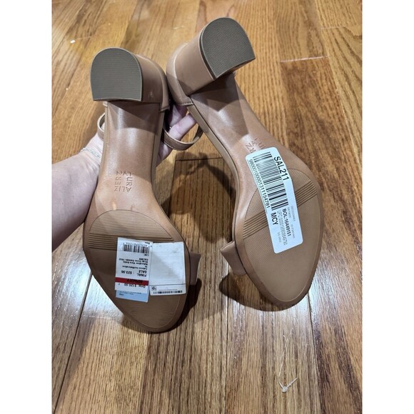Naturalizer Nude Block Heel Sandals Size 12 Strappy Ankle Beige - Picture 4 of 10